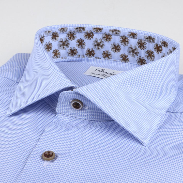 Light Blue Twill Contrast Shirt Fitted Body - Stenströms