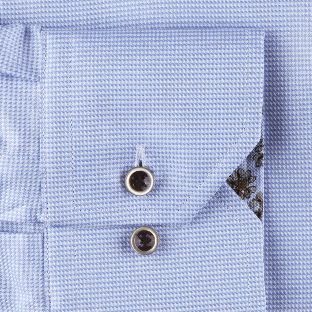 Light Blue Twill Contrast Shirt Fitted Body - Stenströms