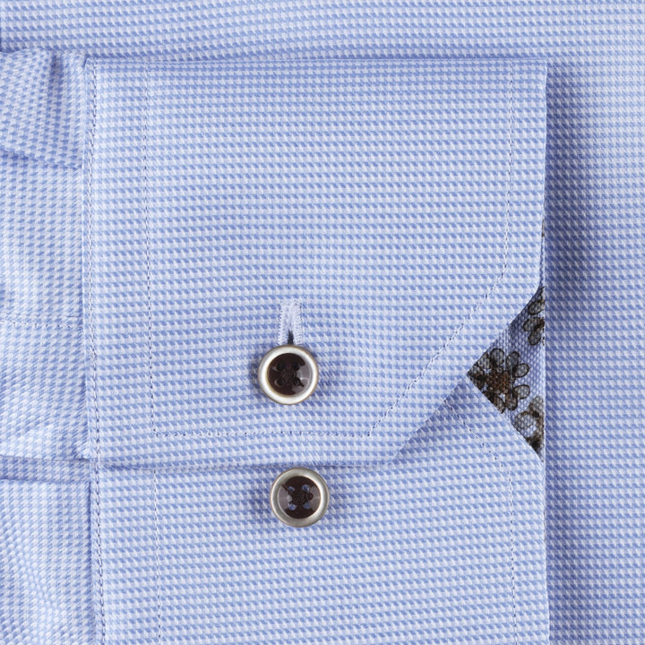 Light Blue Twill Contrast Shirt Fitted Body - Stenströms