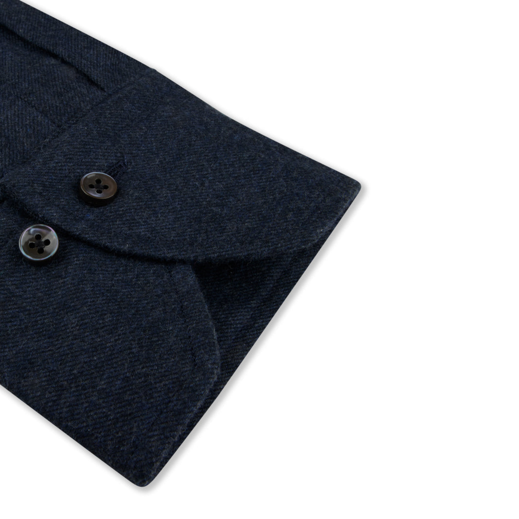 Navy Blue Flannel Slimline Casual Shirt - Stenströms