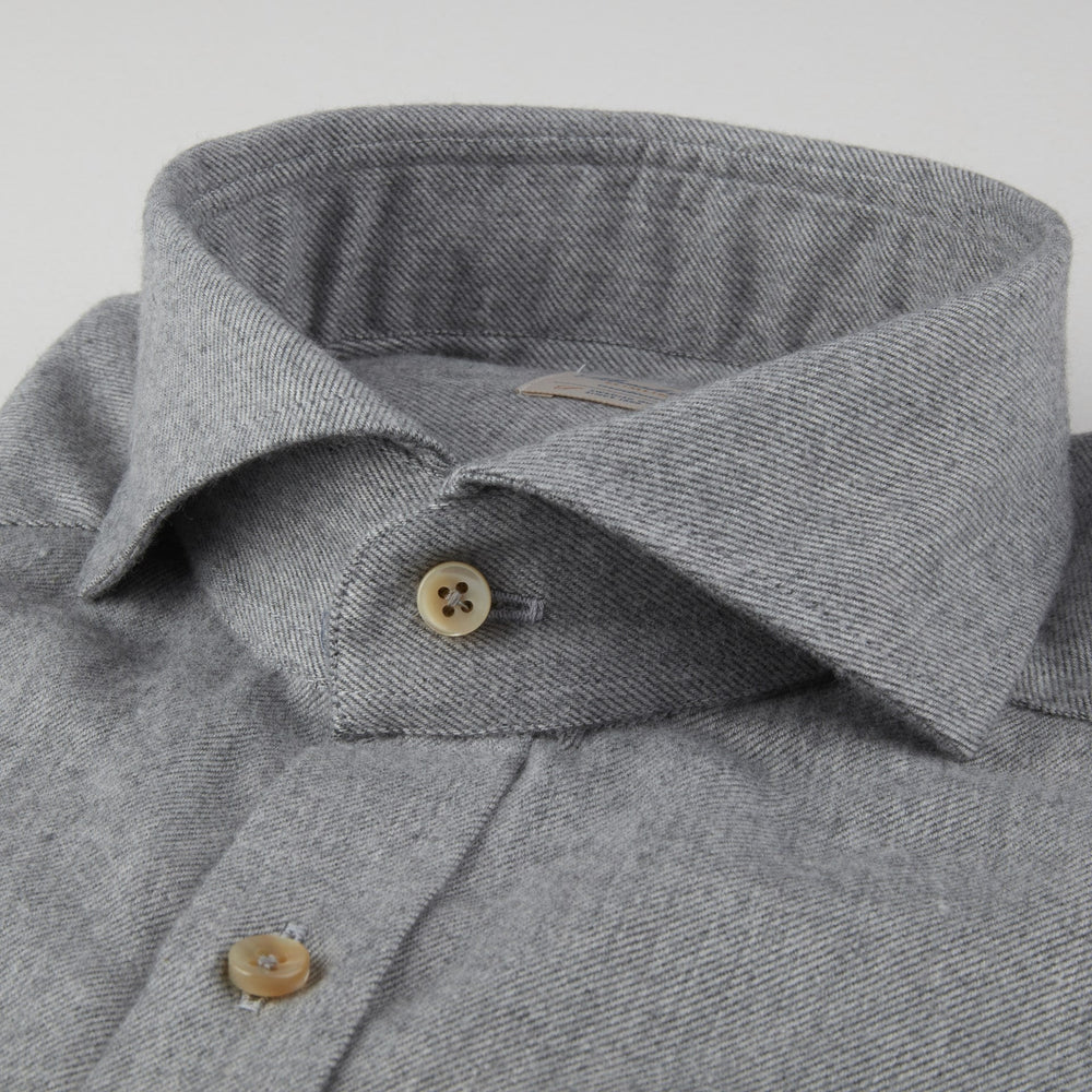 Casual Grey Flannel Shirt Slimline - Stenströms - Boutique Jacques Last Call