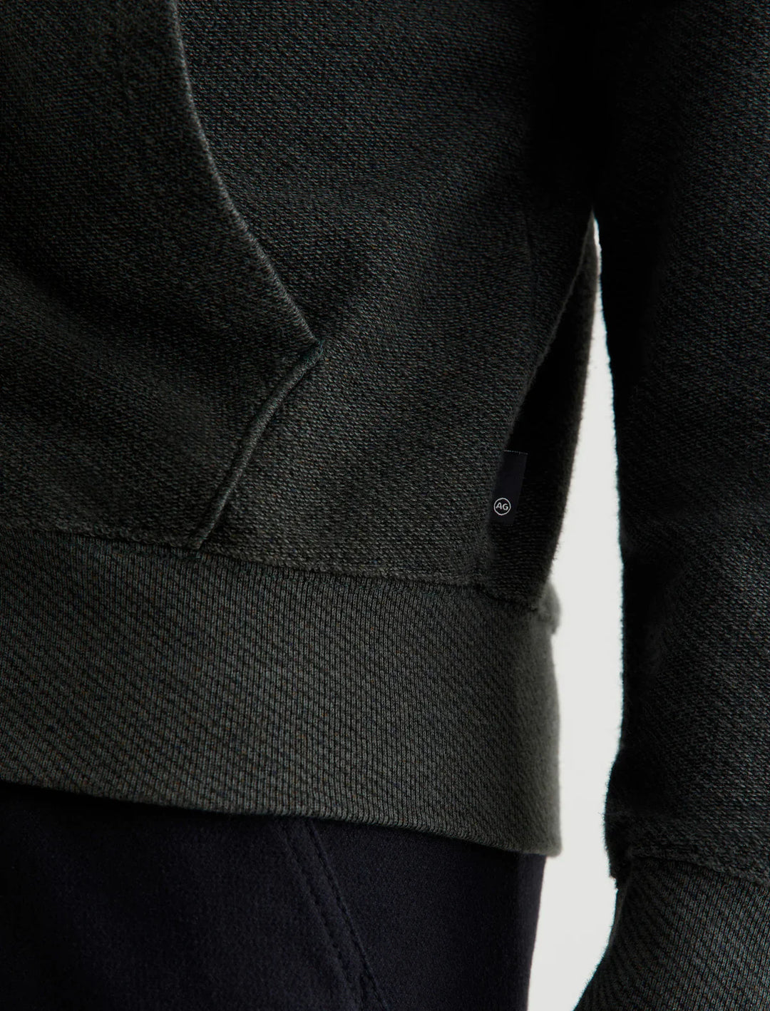 Cotton Speckled Twill Forest Moss Full-Zip Arc Hoodie - AG