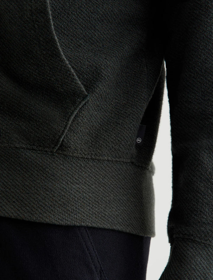 Cotton Speckled Twill Forest Moss Full-Zip Arc Hoodie - AG