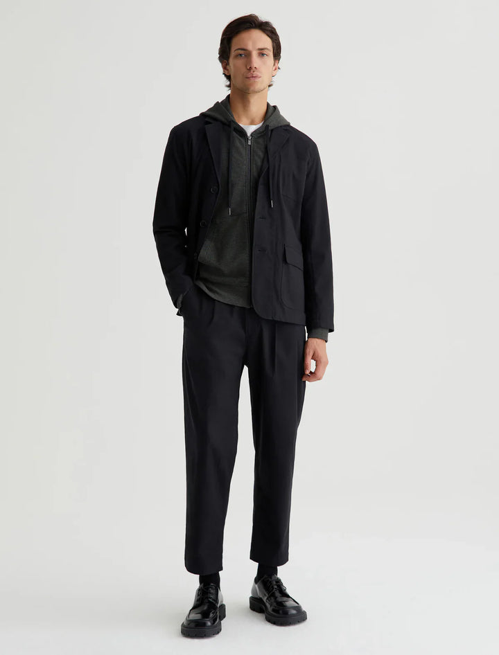 Cotton Speckled Twill Forest Moss Full-Zip Arc Hoodie - AG