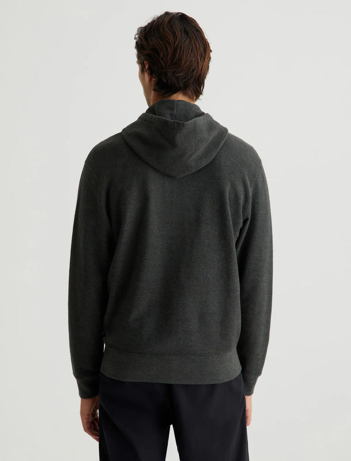 Cotton Speckled Twill Forest Moss Full-Zip Arc Hoodie - AG