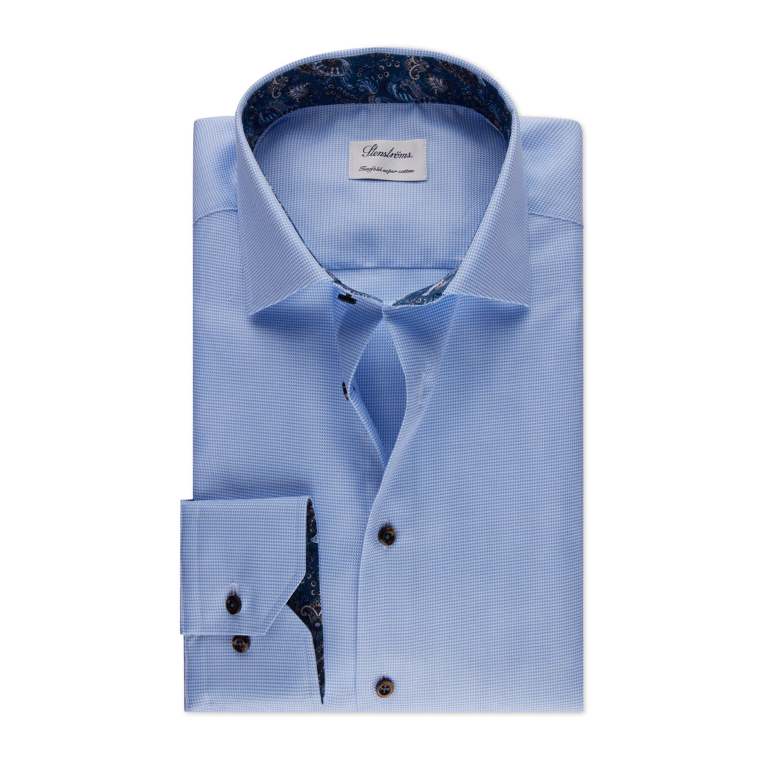 Light Blue w/ Contrast Twill Slimline Shirt - Stenströms