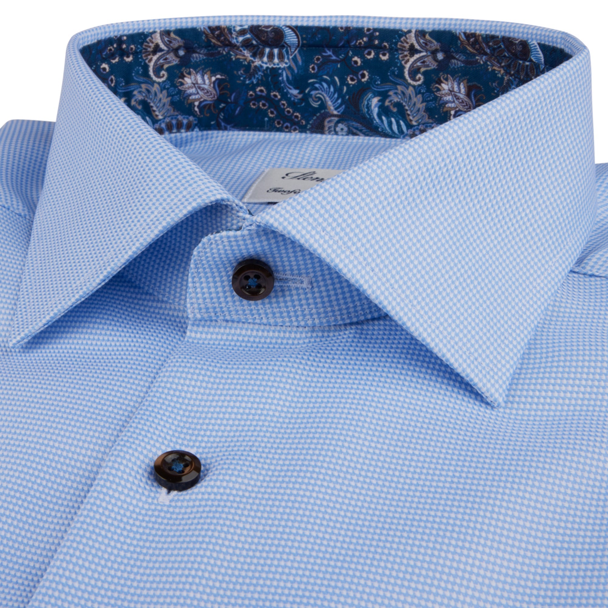 Light Blue w/ Contrast Twill Slimline Shirt - Stenströms