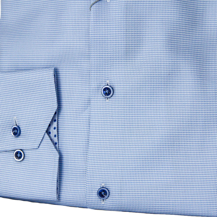 Light Blue w/ Contrast Buttons & Trim Slimline Shirt - Stenströms