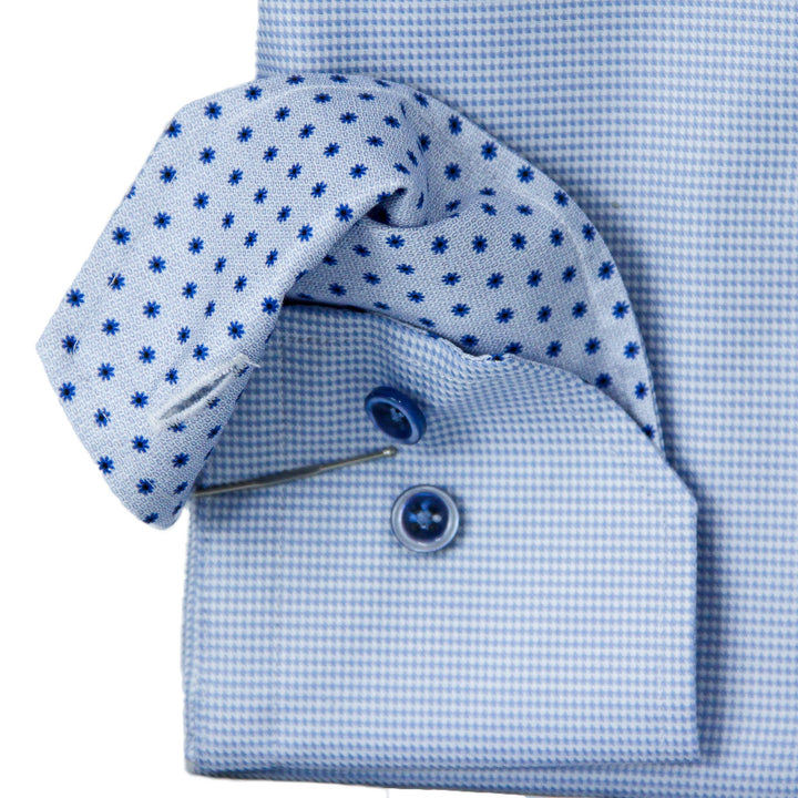 Light Blue w/ Contrast Buttons & Trim Slimline Shirt - Stenströms