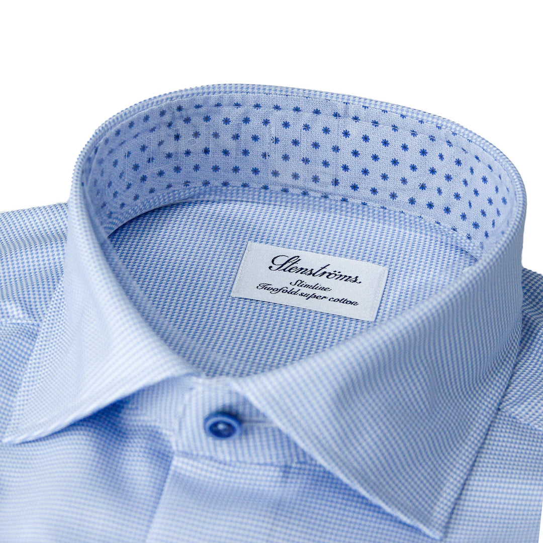 Light Blue w/ Contrast Buttons & Trim Slimline Shirt - Stenströms