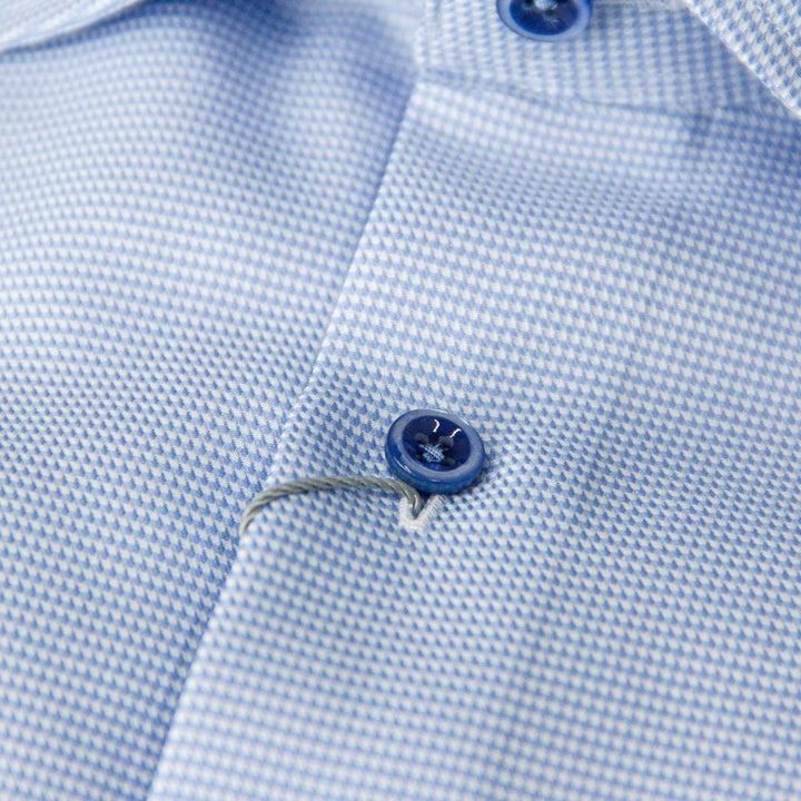 Light Blue w/ Contrast Buttons & Trim Slimline Shirt - Stenströms