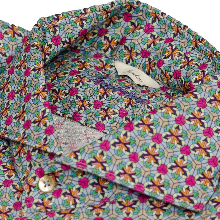 Green Medallion Slimline Linen Shirt - Stenströms - Boutique Jacques Last Call