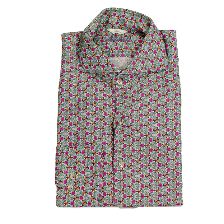 Green Medallion Slimline Linen Shirt - Stenströms - Boutique Jacques Last Call