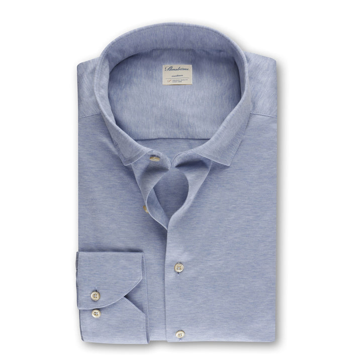 Casual Blue Jersey Stretch Shirt - Stenströms - Boutique Jacques Last Call