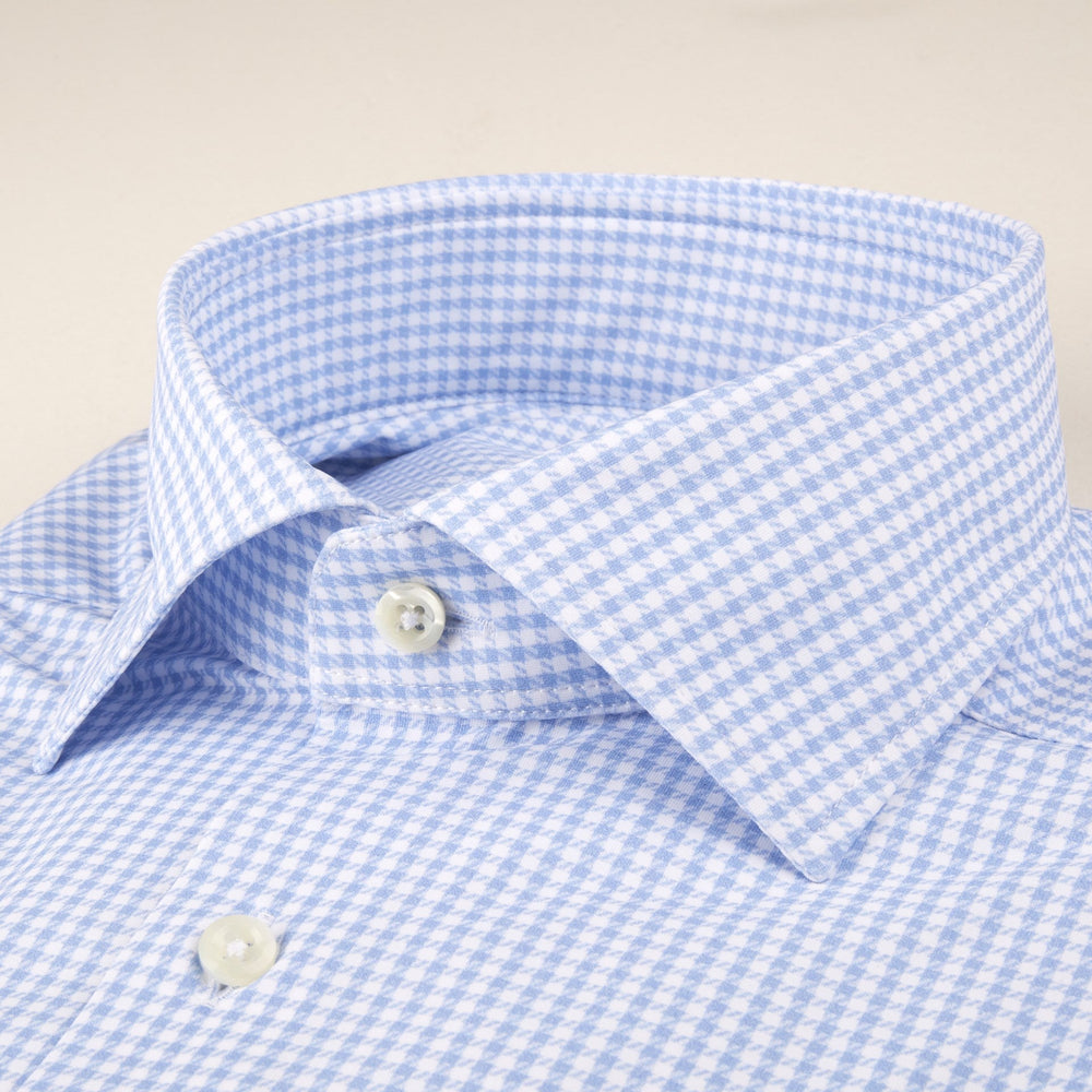 Casual Light Blue Checked Jersey Shirt - Stenströms - Boutique Jacques Last Call