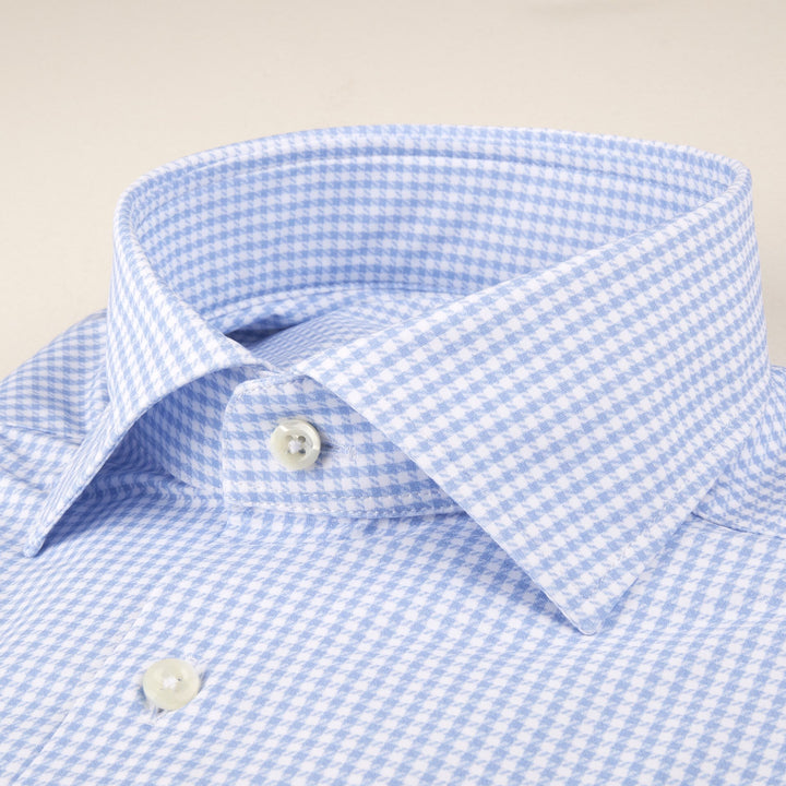 Casual Light Blue Checked Jersey Shirt - Stenströms - Boutique Jacques Last Call