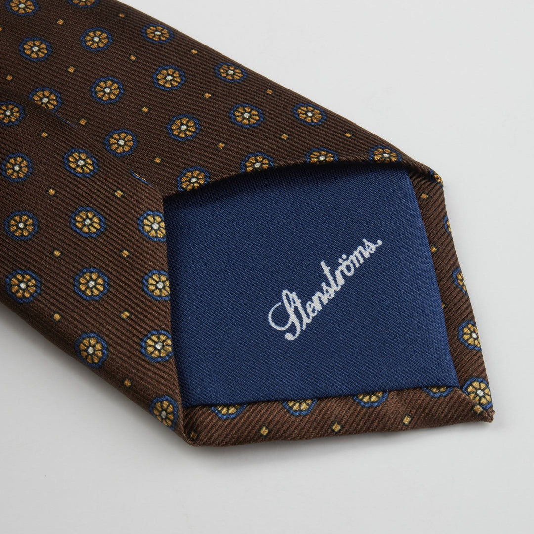 Brown Flower Silk Tie - Stenströms - Boutique Jacques Last Call