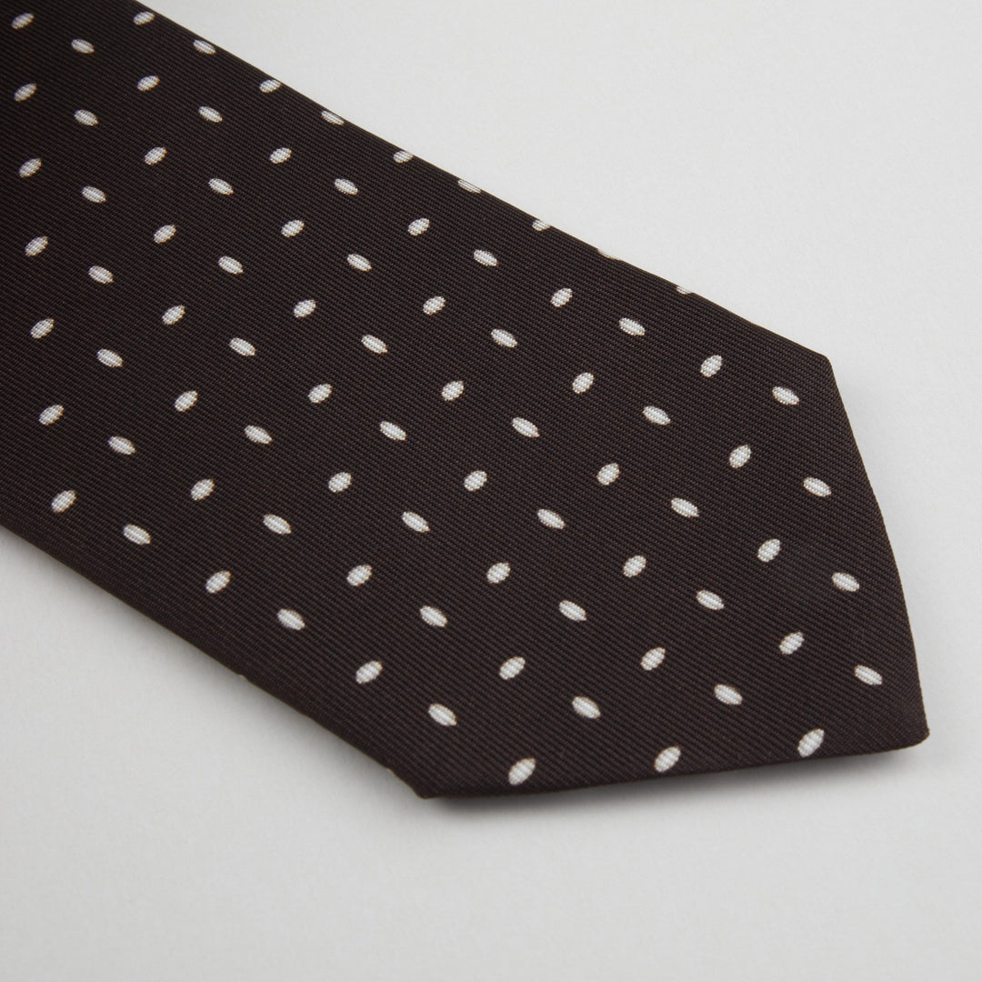 Brown Dotted Silk Tie - Stenströms - Boutique Jacques Last Call