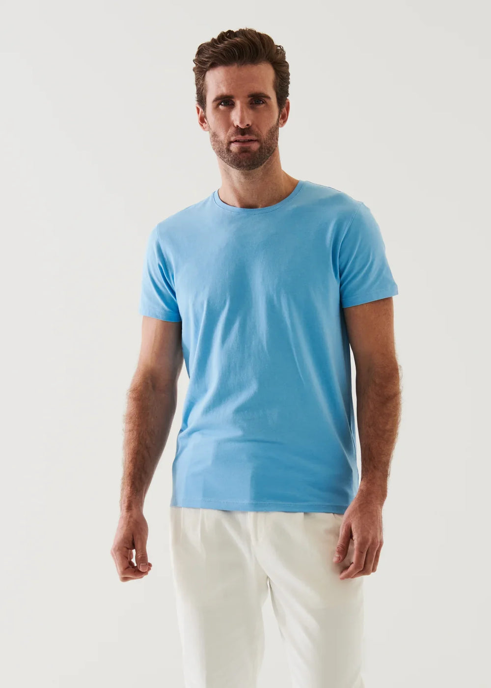 Light Blue Pima Stretch Short Sleeve Crew Neck T Shirt - Patrick Assaraf - Boutique Jacques Last Call