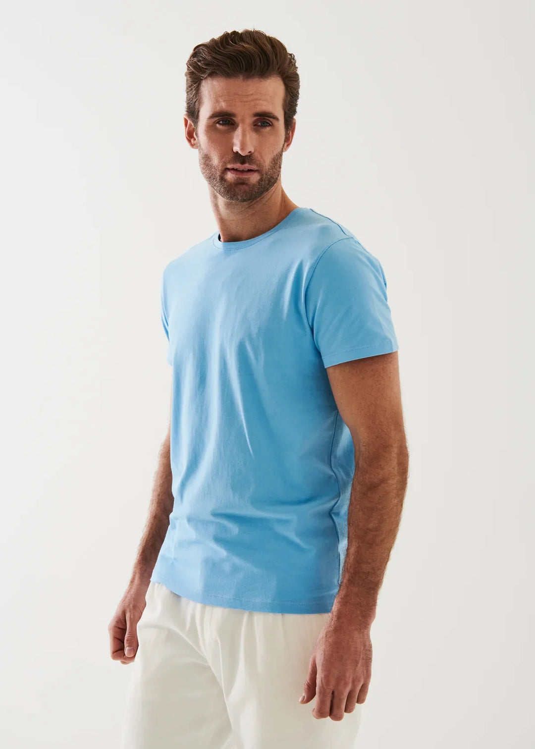 Light Blue Pima Stretch Short Sleeve Crew Neck T Shirt - Patrick Assaraf - Boutique Jacques Last Call
