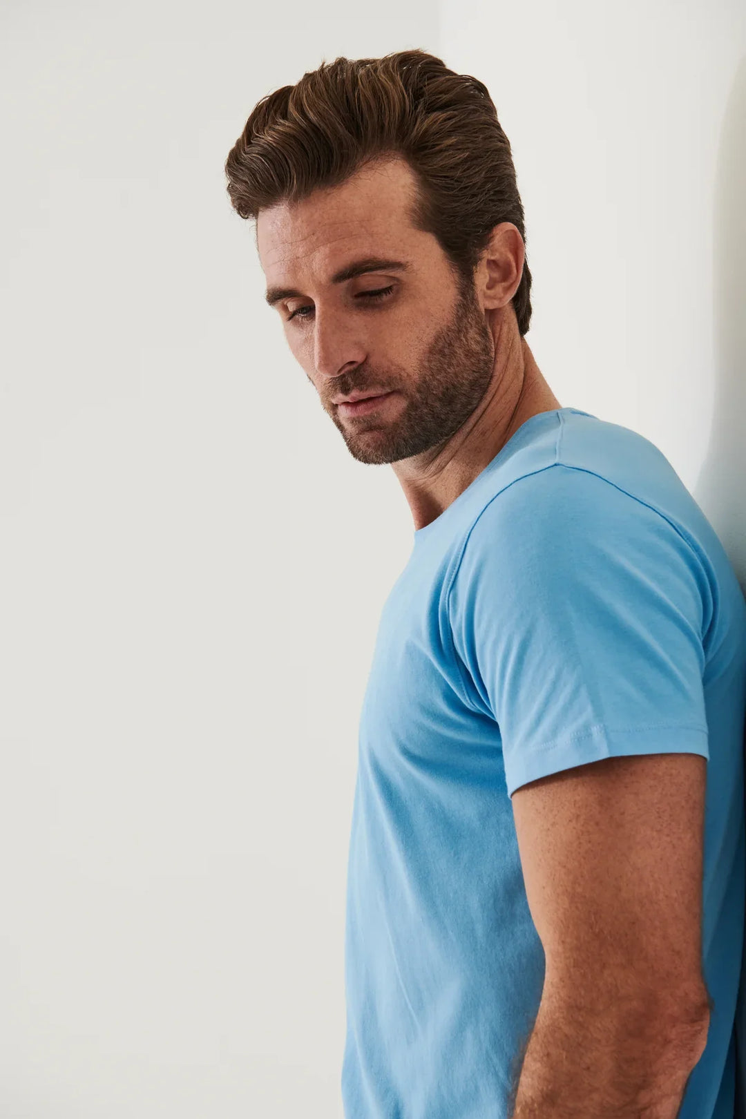 Light Blue Pima Stretch Short Sleeve Crew Neck T Shirt - Patrick Assaraf - Boutique Jacques Last Call