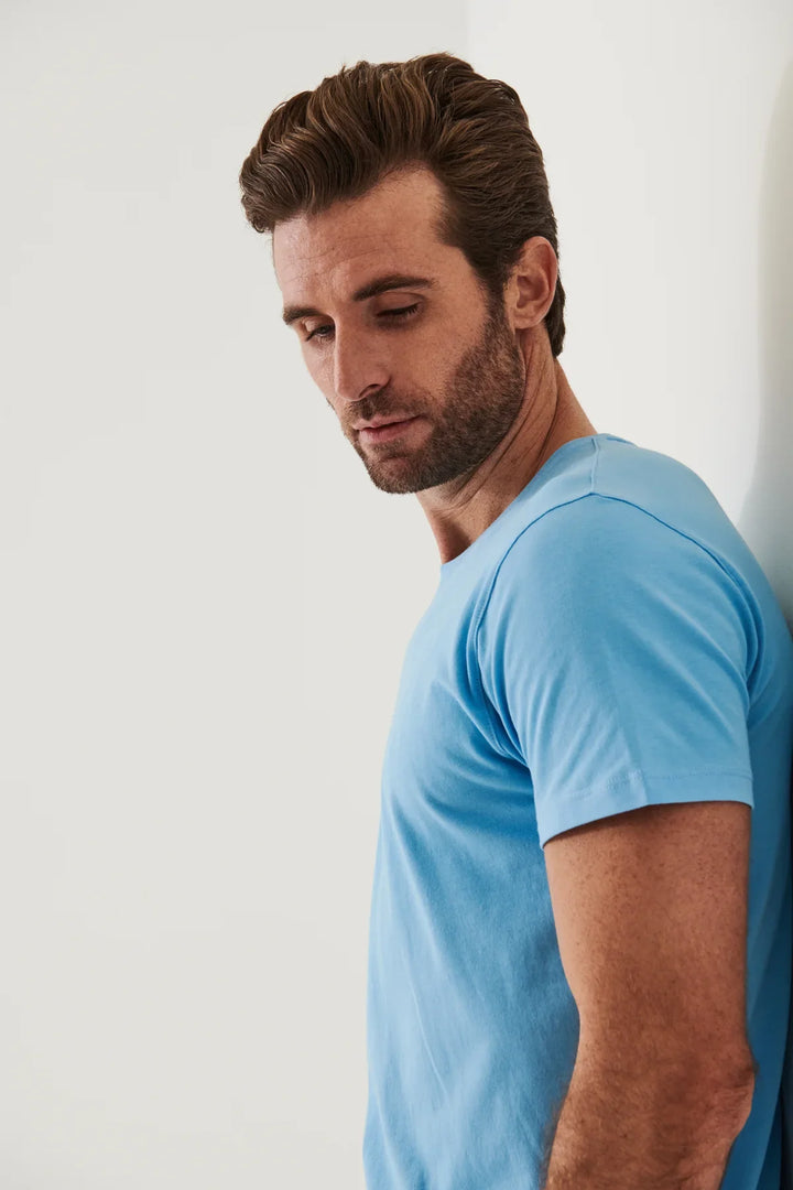 Light Blue Pima Stretch Short Sleeve Crew Neck T Shirt - Patrick Assaraf - Boutique Jacques Last Call