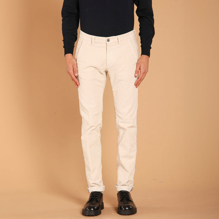 Ivory Baby Cord Slim Fit Stretch Chino - Mason's