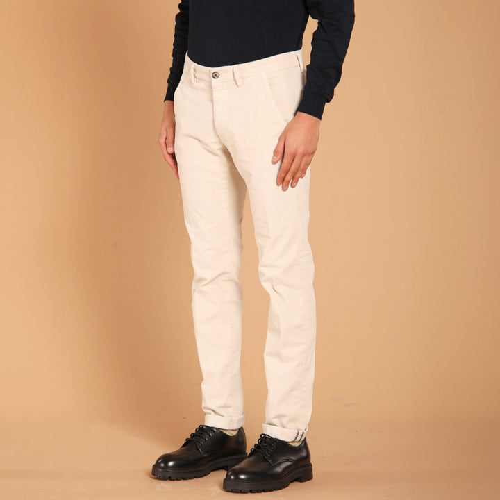 Ivory Baby Cord Slim Fit Stretch Chino - Mason's