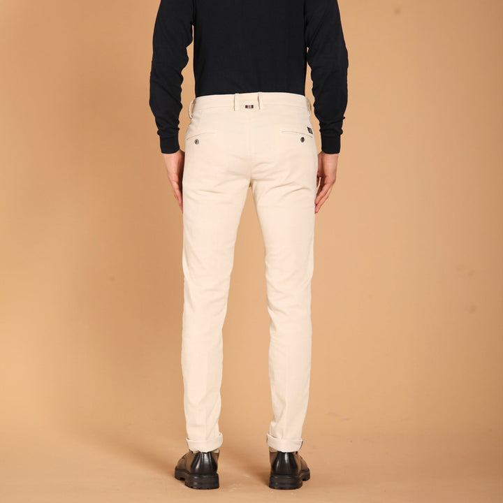 Ivory Baby Cord Slim Fit Stretch Chino - Mason's