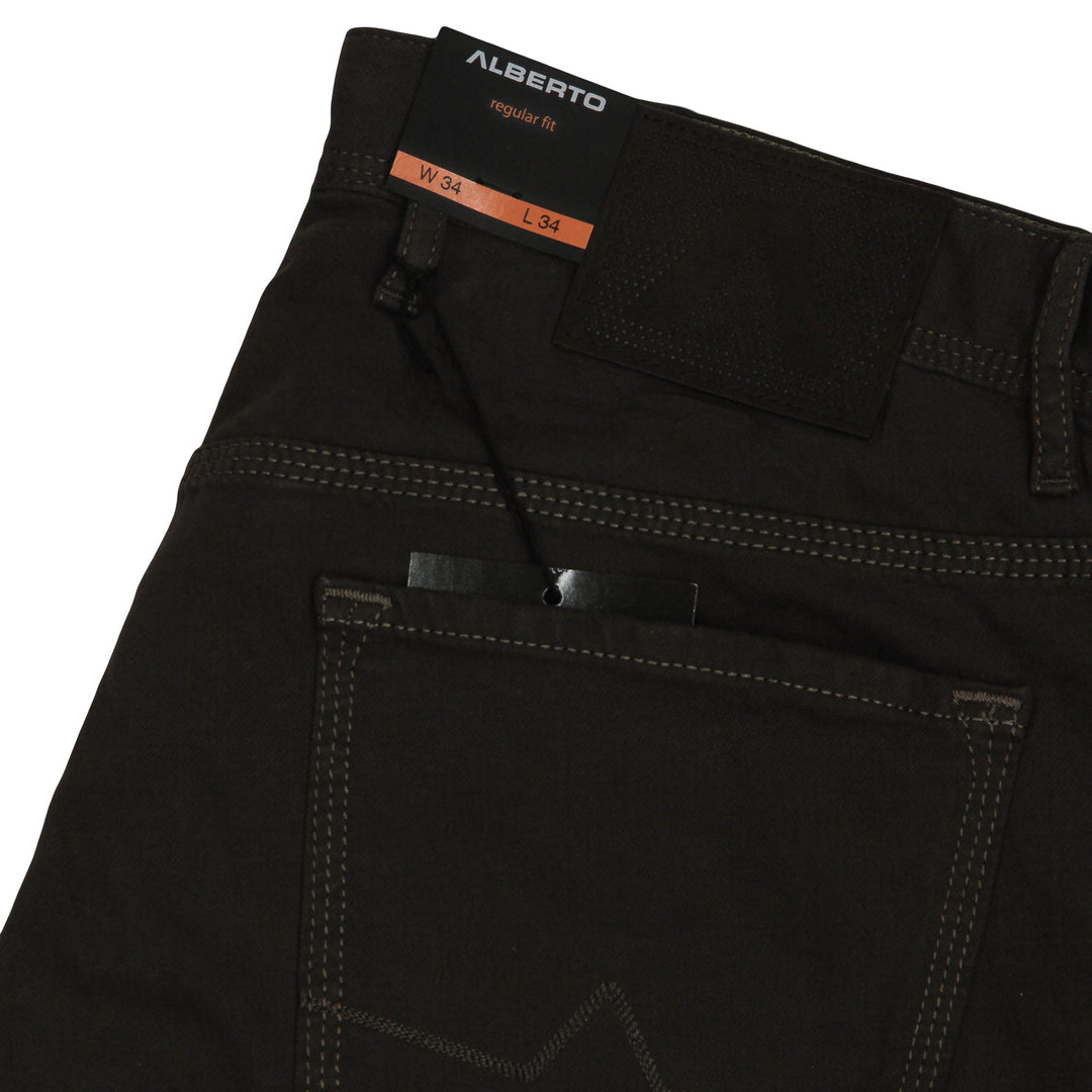 Coffee Brown Pipe Regular Fit Cotton Twill Pants - ALBERTO