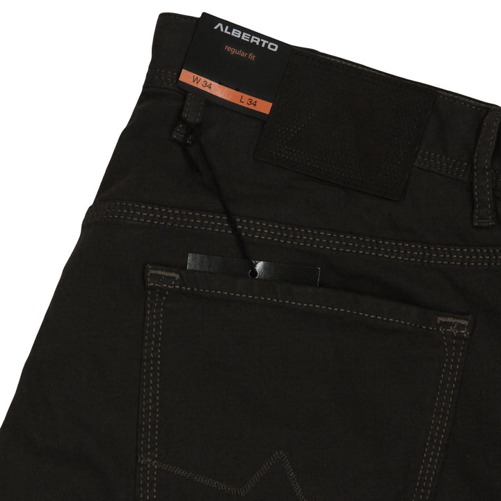 Coffee Brown Pipe Regular Fit Cotton Twill Pants - ALBERTO