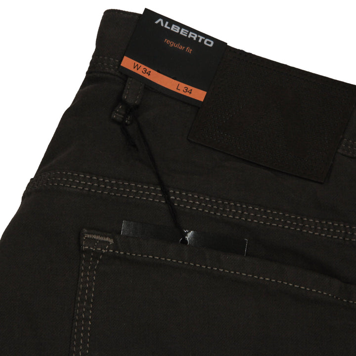 Coffee Brown Pipe Regular Fit Cotton Twill Pants - ALBERTO