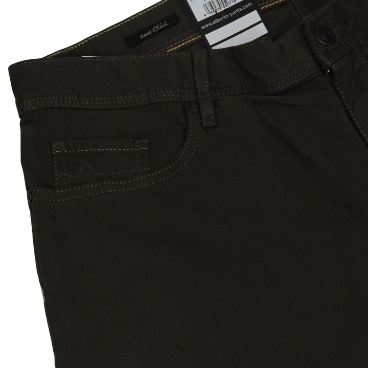 Coffee Brown Pipe Regular Fit Cotton Twill Pants - ALBERTO