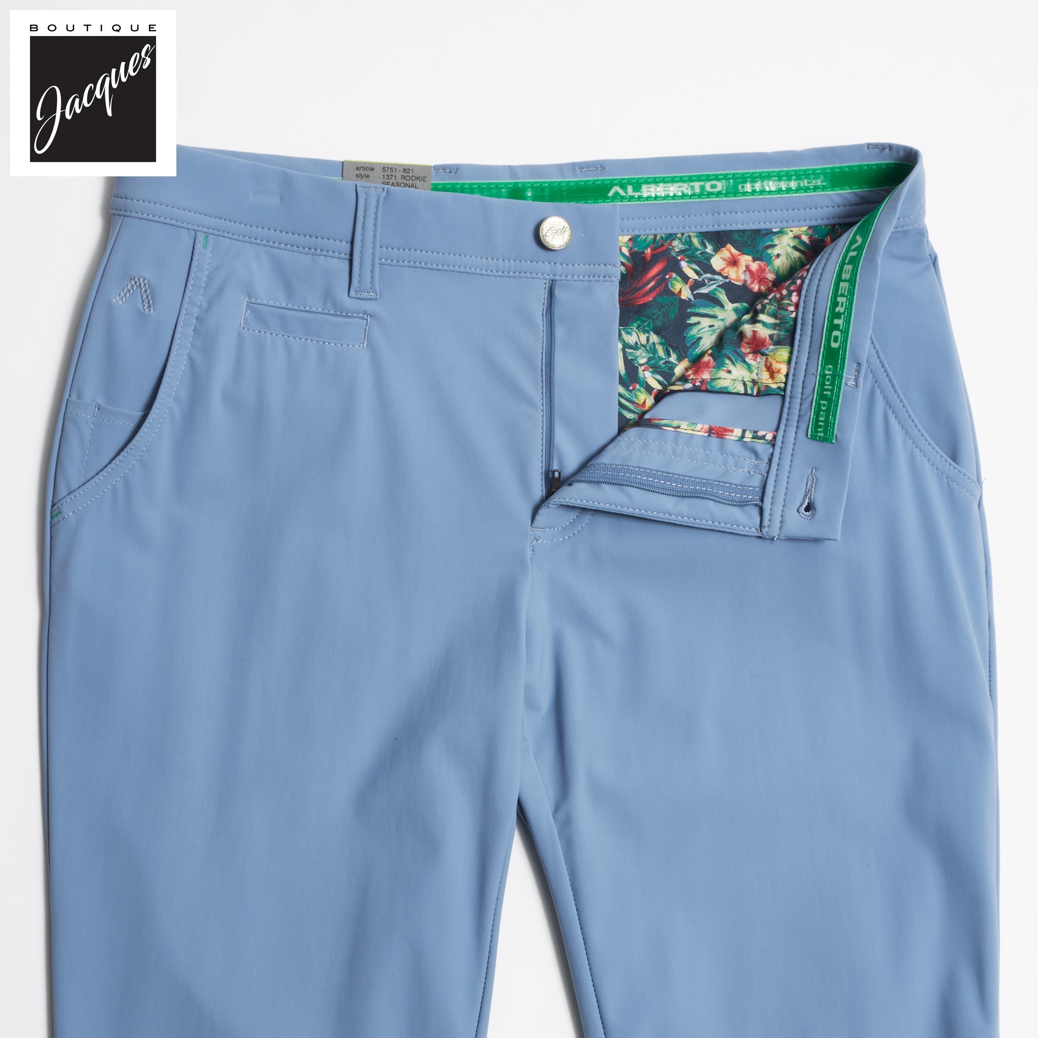 Blue Technical Stretch Fabric Chino-Style Golf Pants - ALBERTO