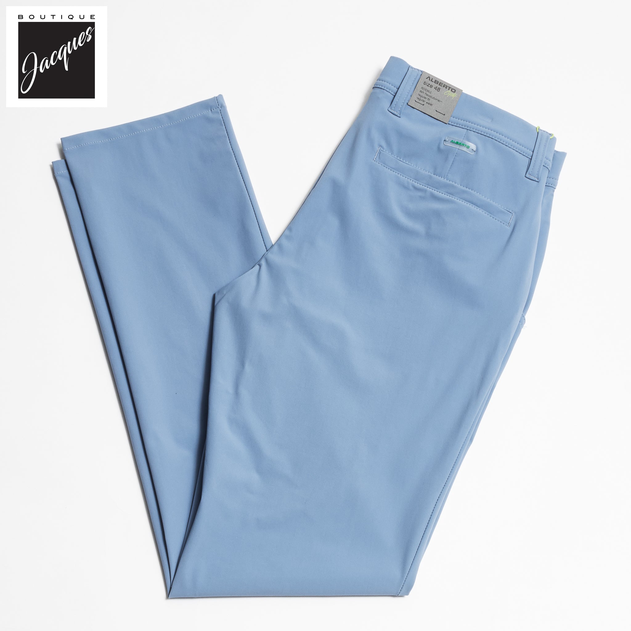Blue Technical Stretch Fabric Chino-Style Golf Pants - ALBERTO