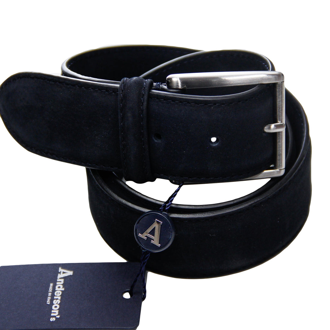 Midnight Blue Nubuck Soft Suede Leather Belt - Anderson's - Boutique Jacques Last Call
