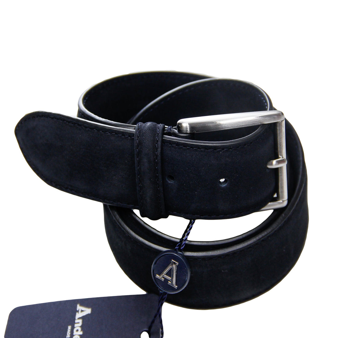 Midnight Blue Nubuck Soft Suede Leather Belt - Anderson's - Boutique Jacques Last Call