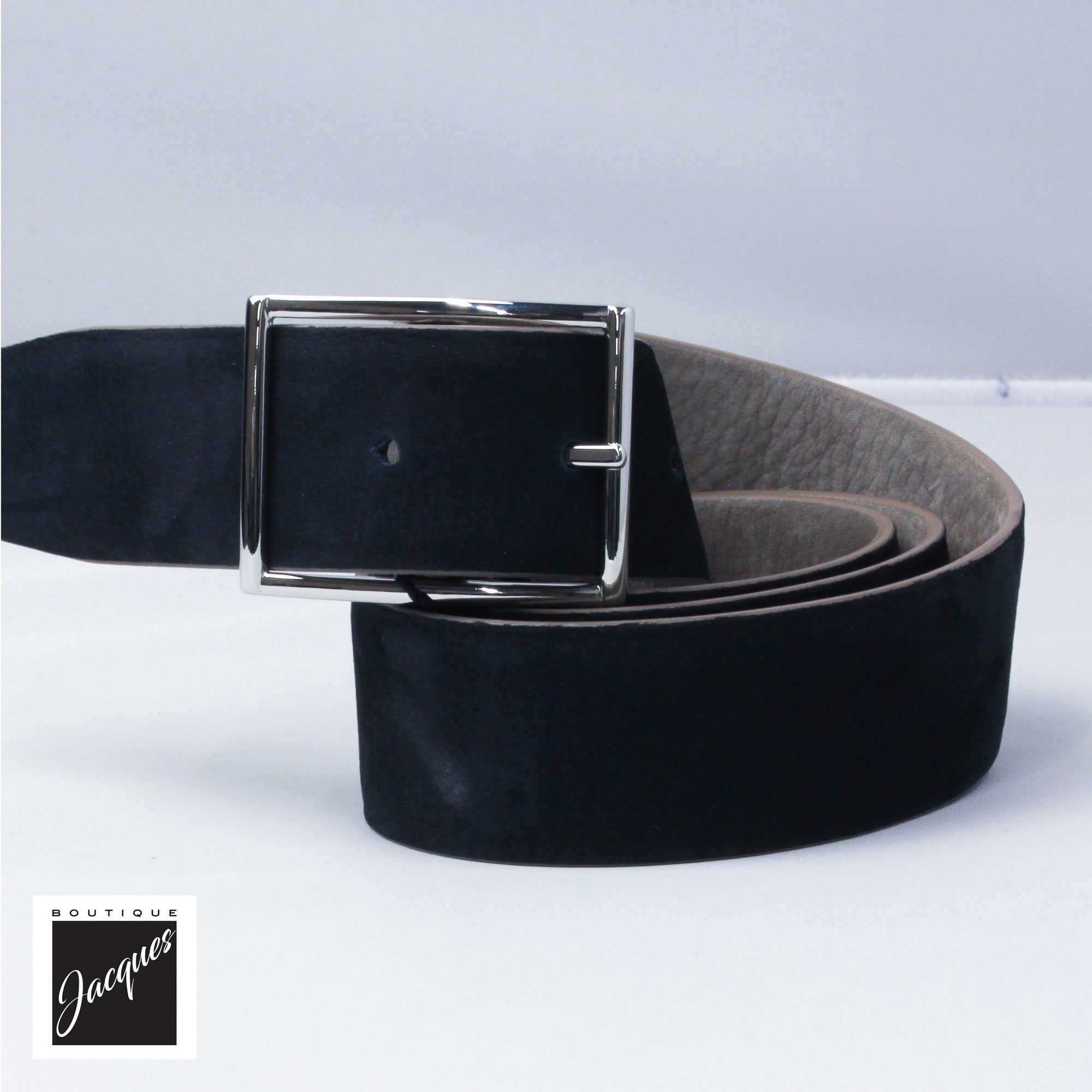Taupe and Navy Reversible Nubuck Suede Leather Belt - Anderson's