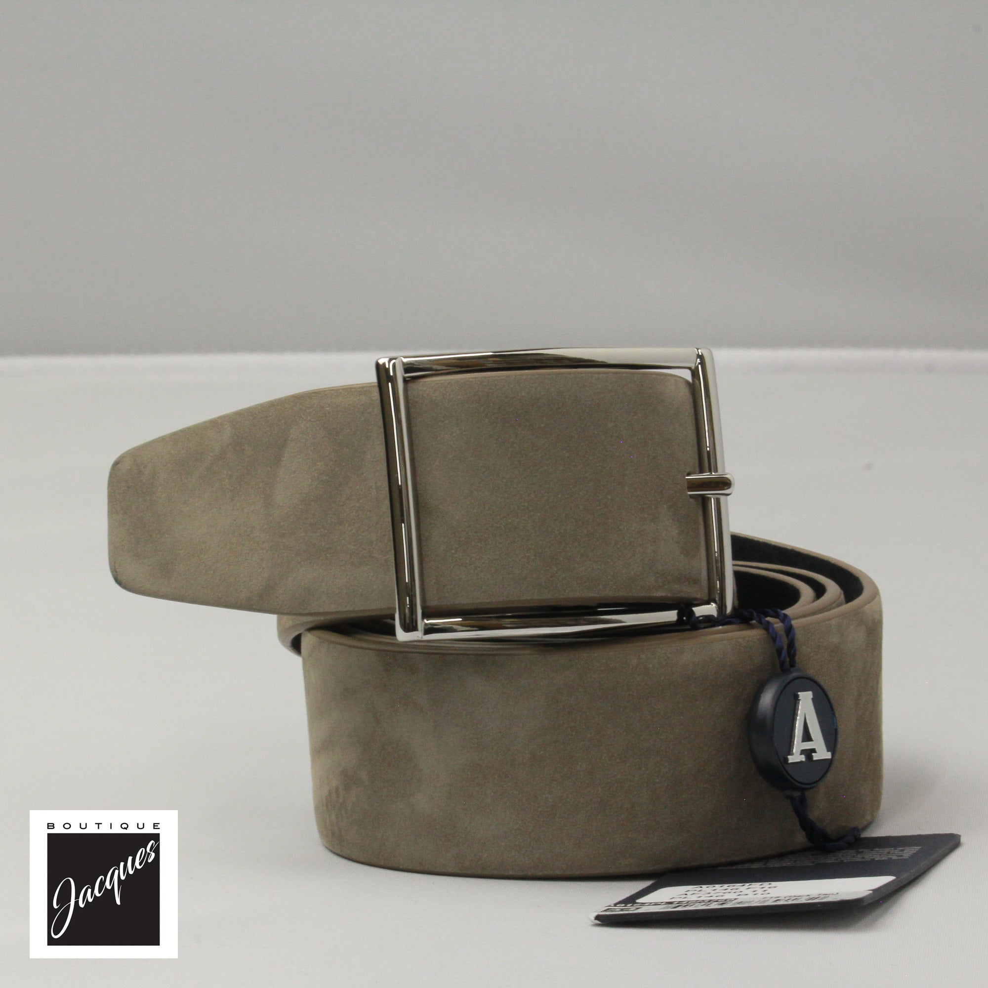 Taupe and Navy Reversible Nubuck Suede Leather Belt - Anderson's