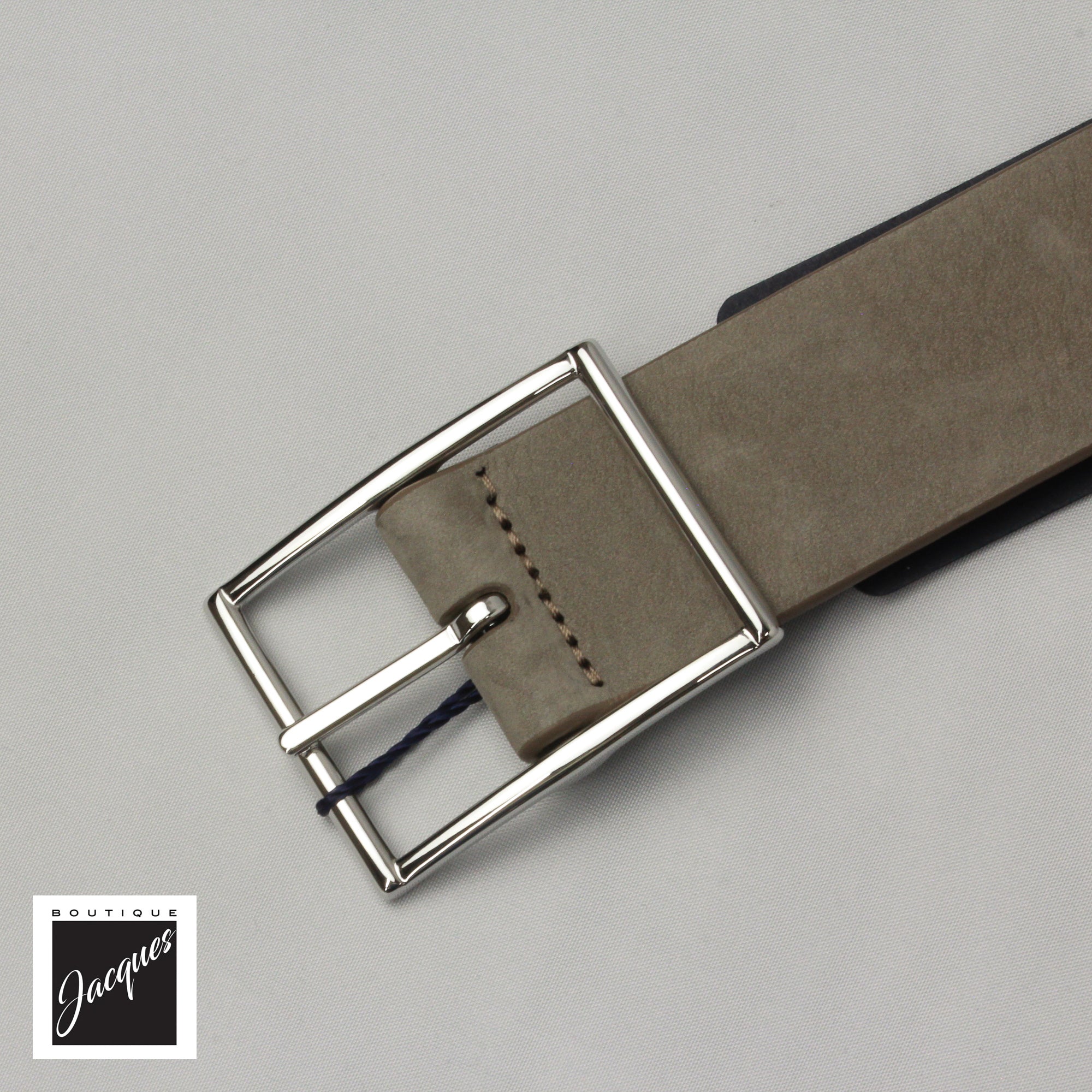 Taupe and Navy Reversible Nubuck Suede Leather Belt - Anderson's