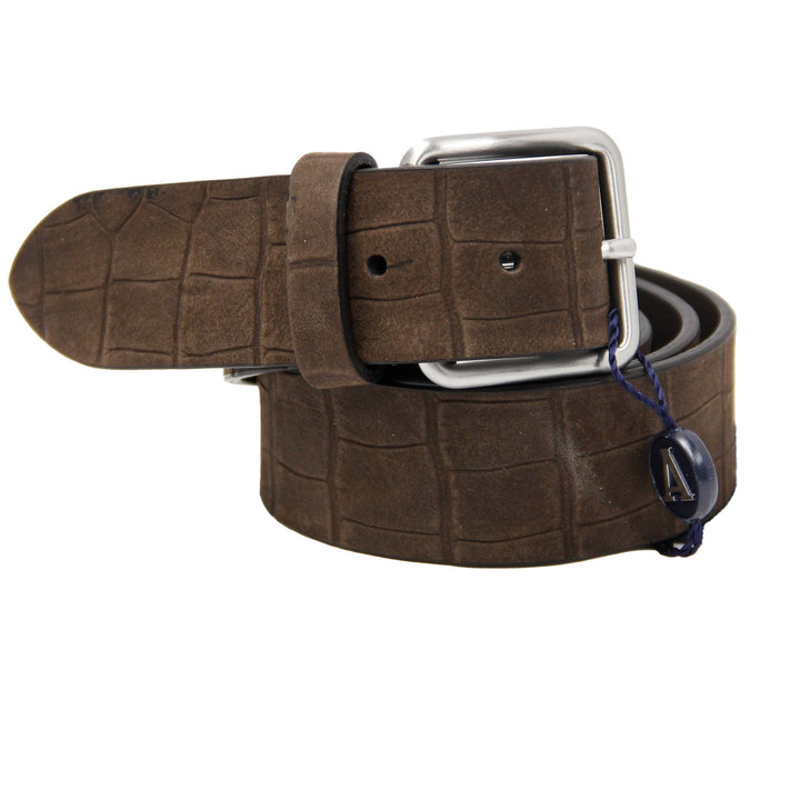 Brown Soft Nubuck Faux Croc Leather Belt - Anderson's - Boutique Jacques Last Call