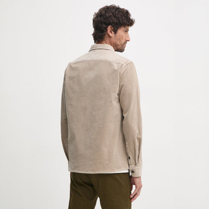 Beige Cotton-Stretch Corduroy Overshirt w/ Moon Badge - Paul & Shark - Boutique Jacques Last Call