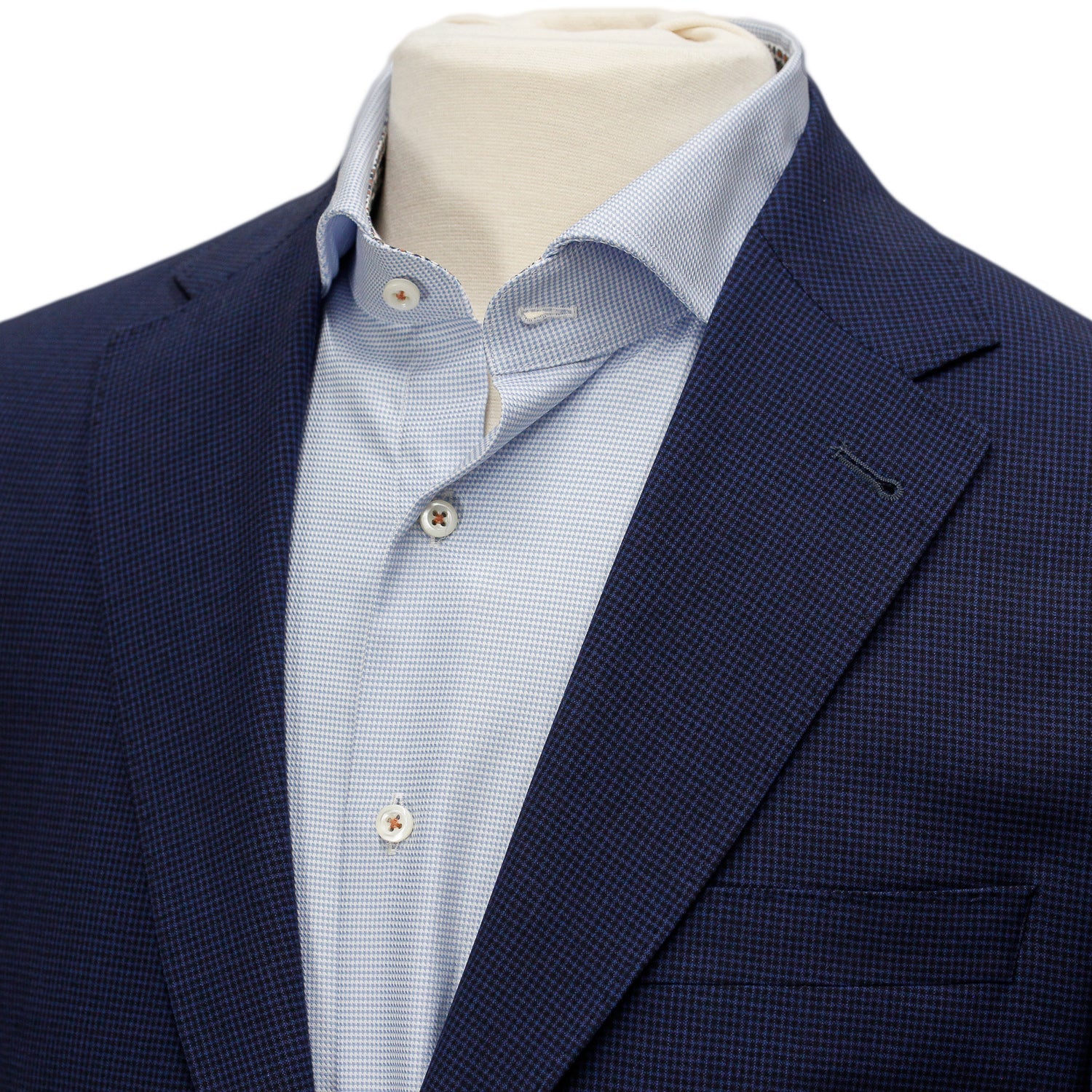 Blue Micro Check Dallas Contemporary Fit Unconstructed Wool Suit - Jack Victor - Boutique Jacques Last Call