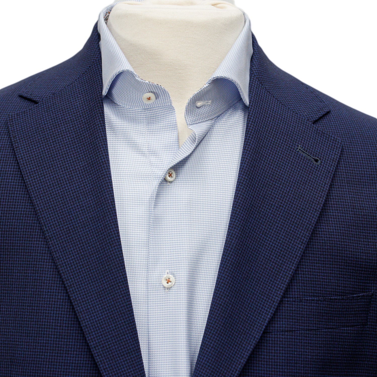 Blue Micro Check Dallas Contemporary Fit Unconstructed Wool Suit - Jack Victor - Boutique Jacques Last Call