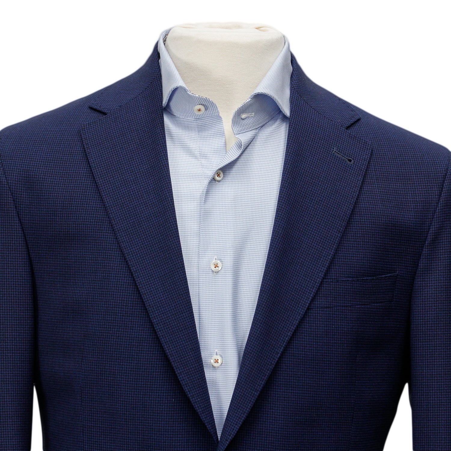Blue Micro Check Dallas Contemporary Fit Unconstructed Wool Suit - Jack Victor - Boutique Jacques Last Call
