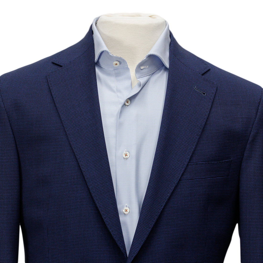 Blue Micro Check Dallas Contemporary Fit Unconstructed Wool Suit - Jack Victor - Boutique Jacques Last Call