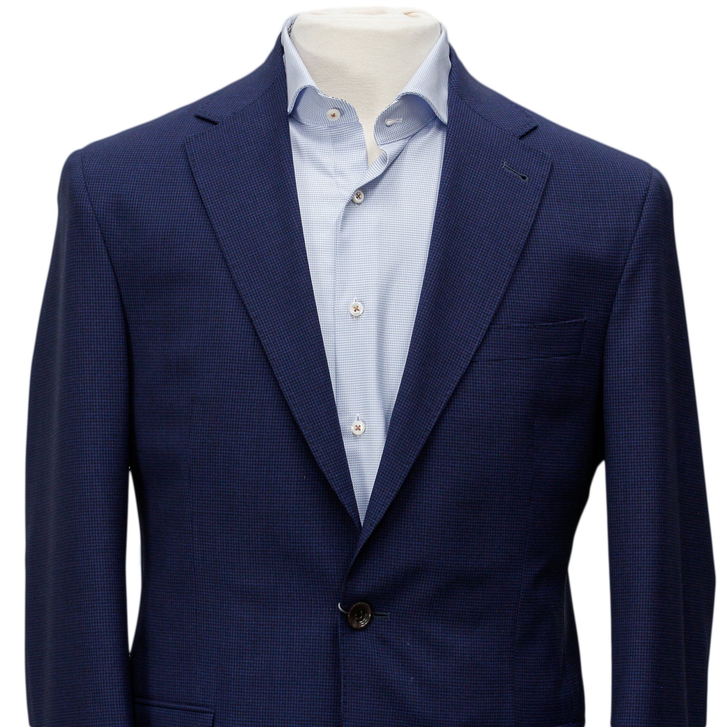 Blue Micro Check Dallas Contemporary Fit Unconstructed Wool Suit - Jack Victor - Boutique Jacques Last Call