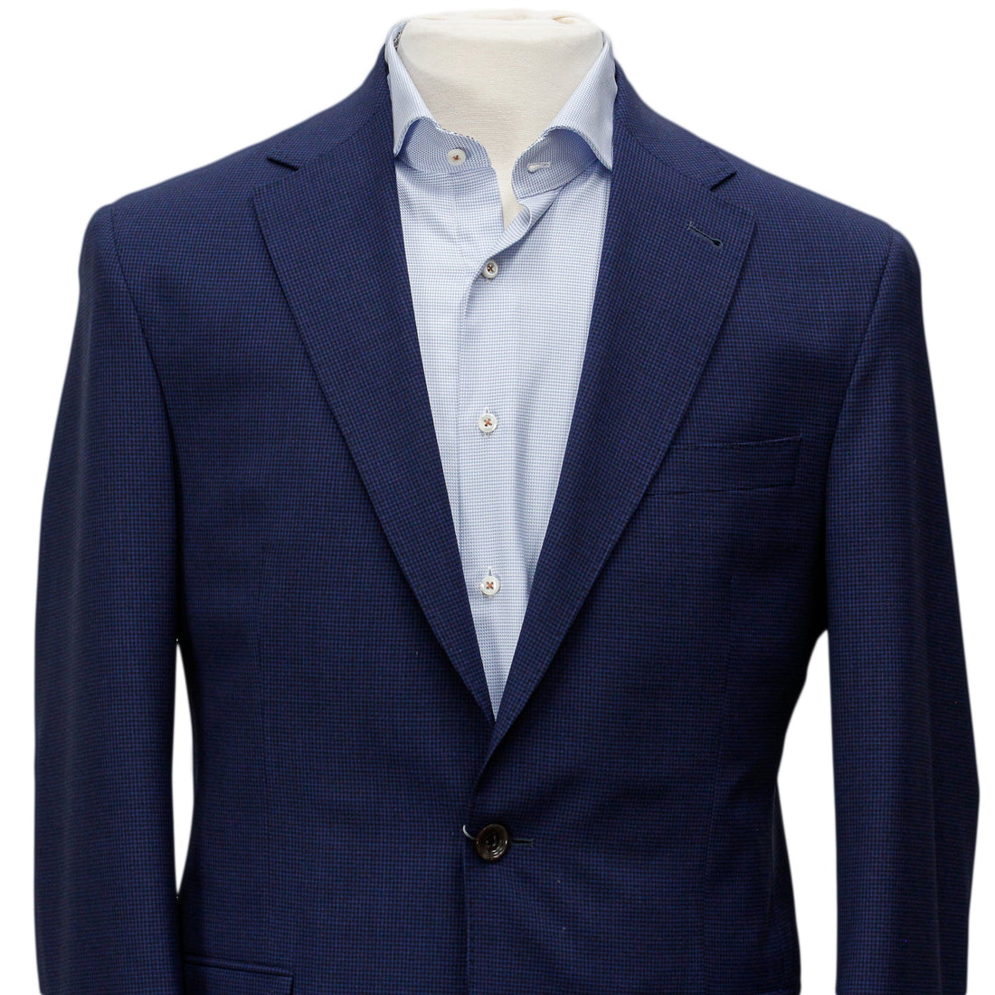 Blue Micro Check Dallas Contemporary Fit Unconstructed Wool Suit - Jack Victor - Boutique Jacques Last Call