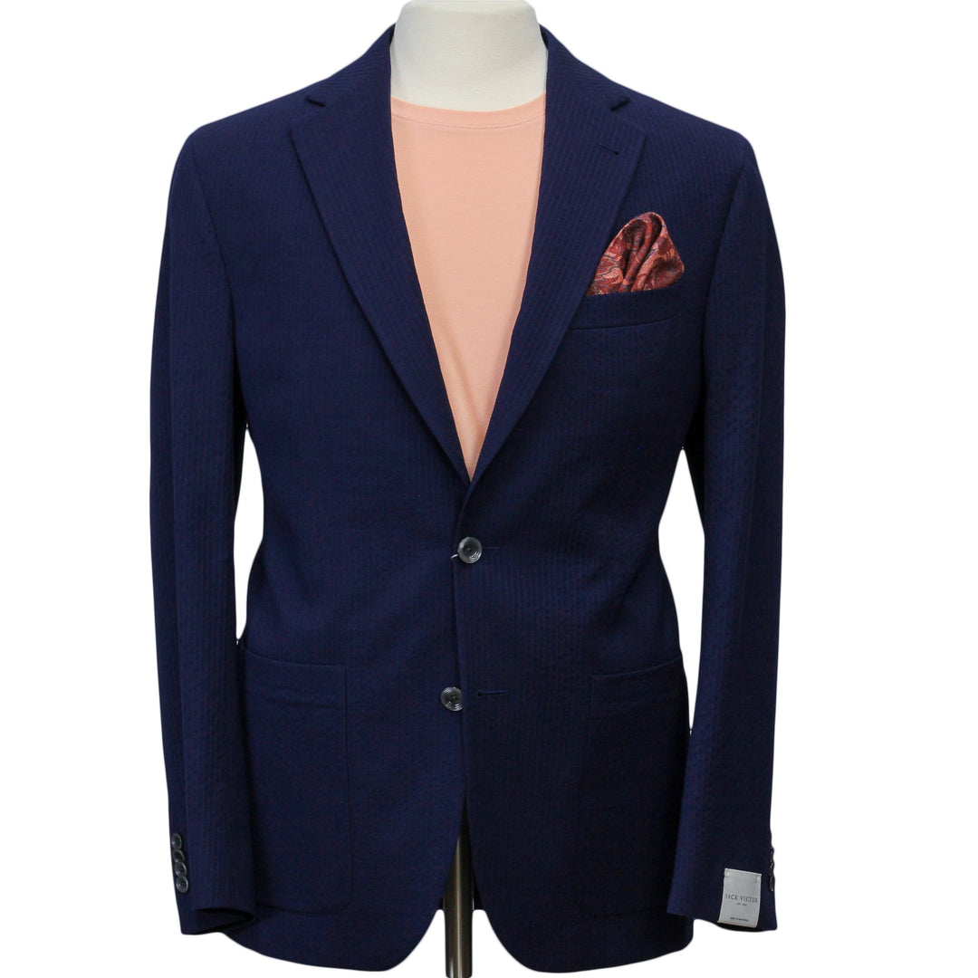 Blue Seersucker Morton Contemporary Fit Sport Jacket- Jack Victor - Boutique Jacques Last Call