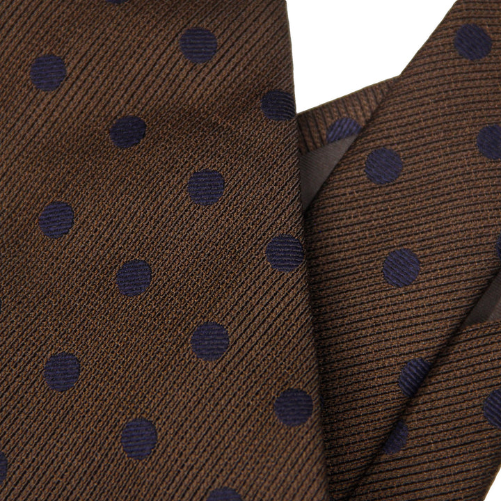 Coffee Brown Polka Dot Silk Woven Tie - Paolo Albizzati